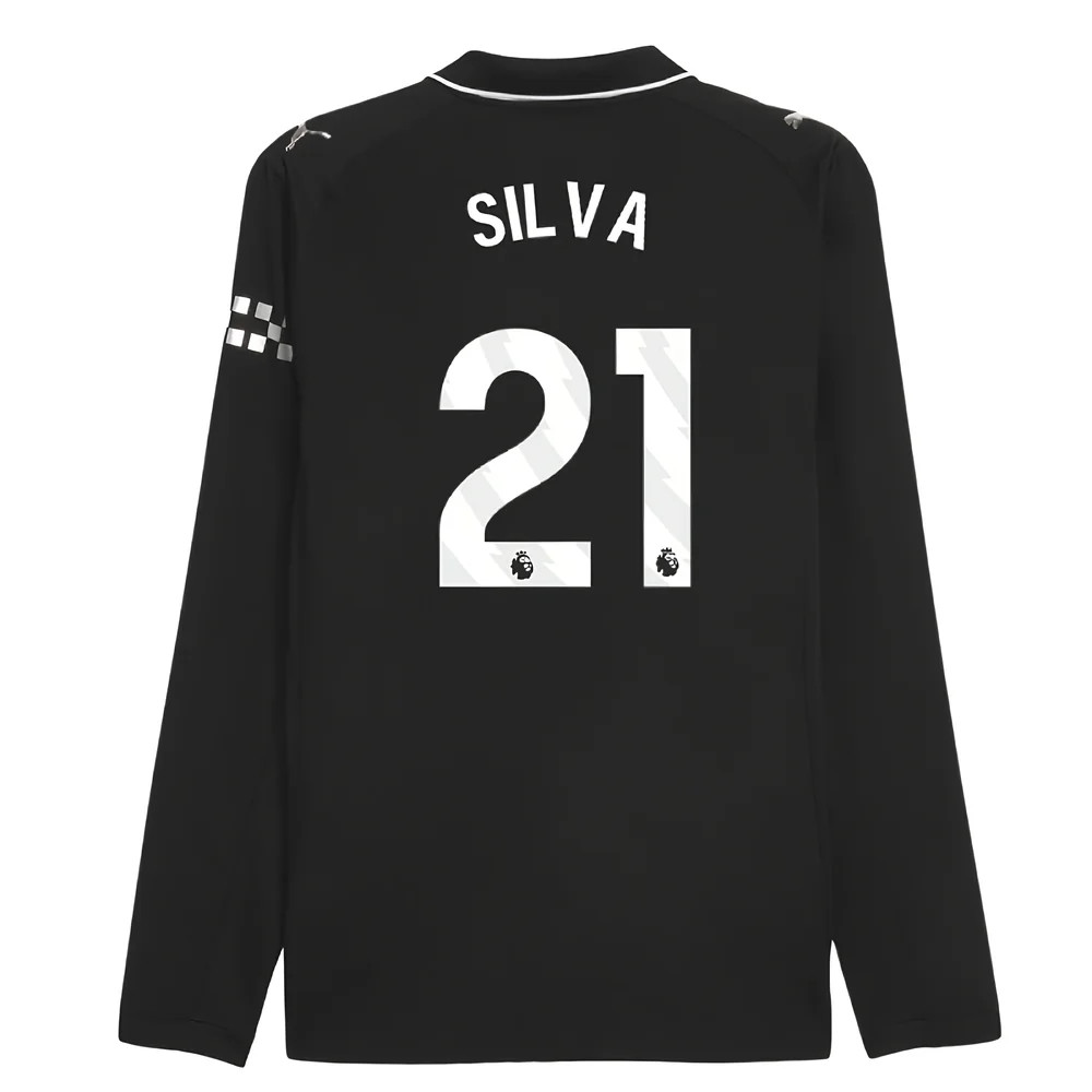 2025-2026 Man City Authentic Long Sleeve Away Shirt (Silva 21)