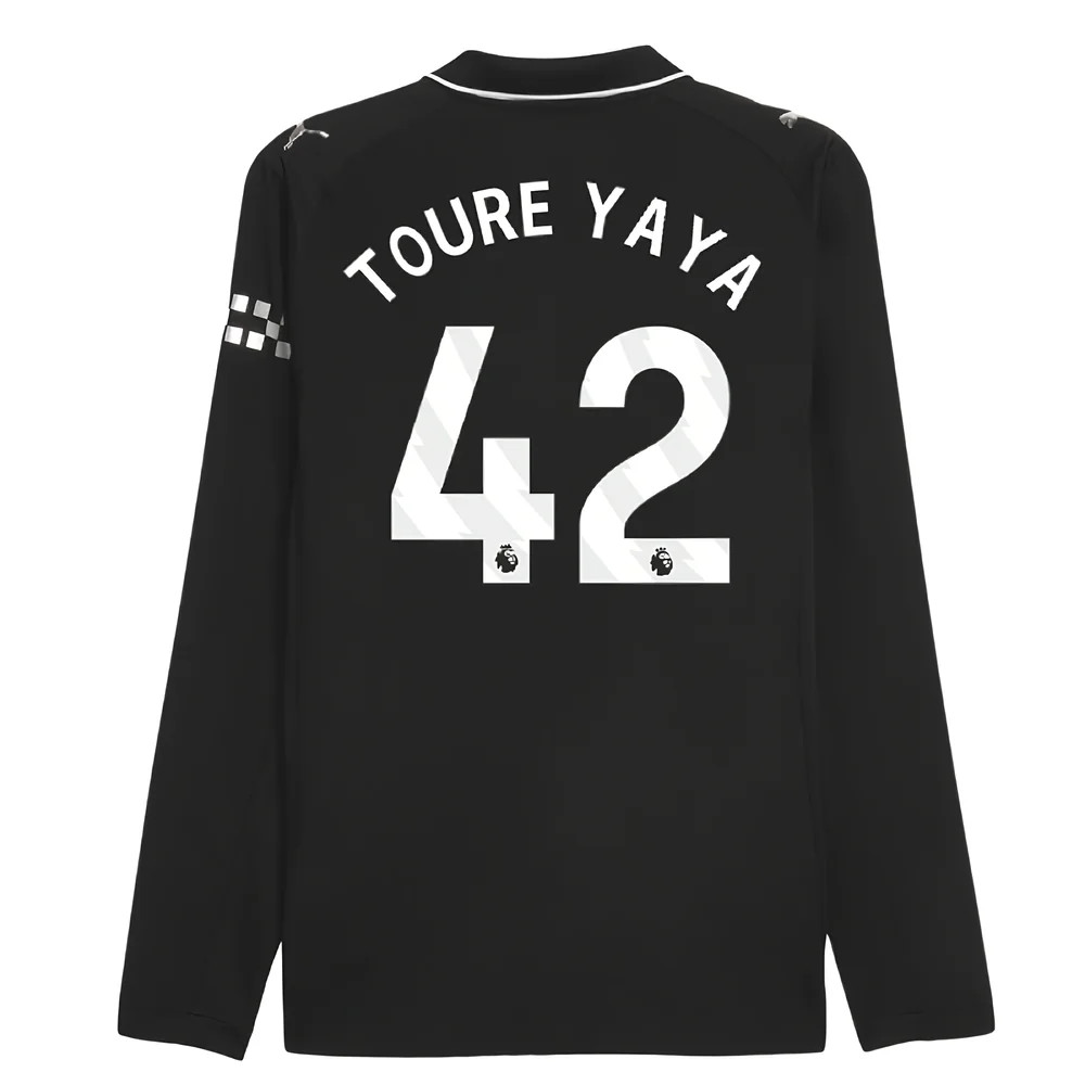 2025-2026 Man City Authentic Long Sleeve Away Shirt (Toure Yaya 42)