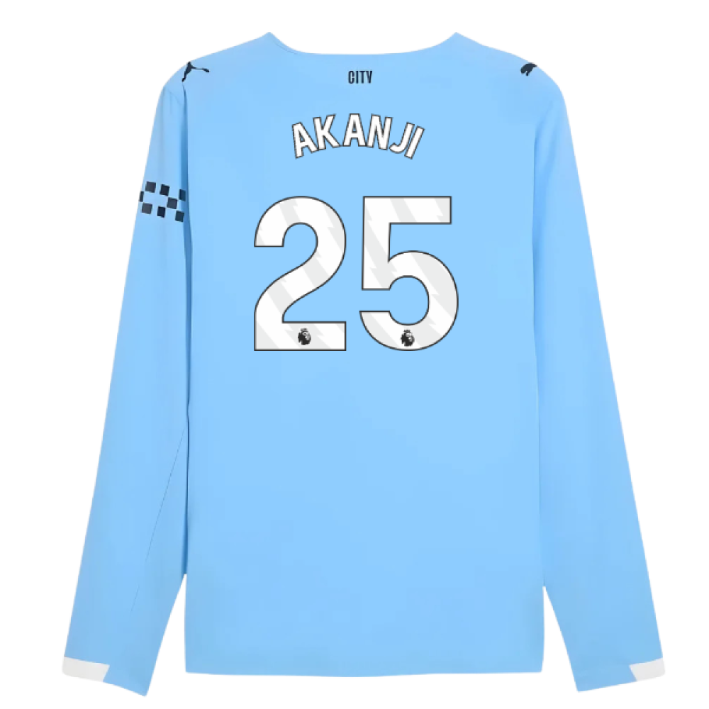 2025-2026 Man City Authentic Long Sleeve Home Shirt (Akanji 25)