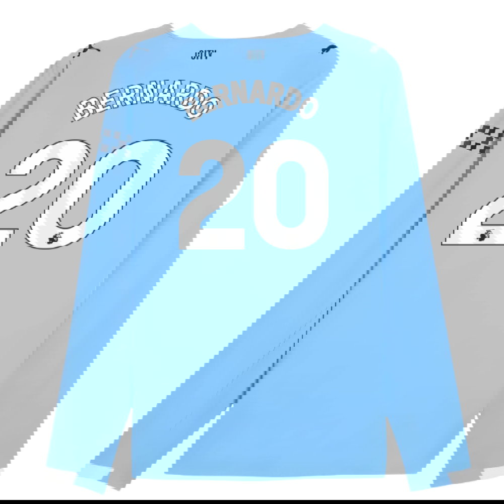 2025-2026 Man City Authentic Long Sleeve Home Shirt (Bernardo 20)