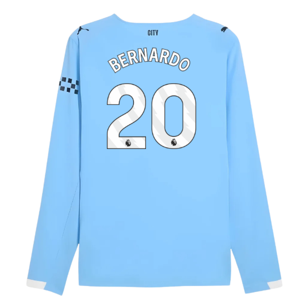 2025-2026 Man City Authentic Long Sleeve Home Shirt (Bernardo 20)