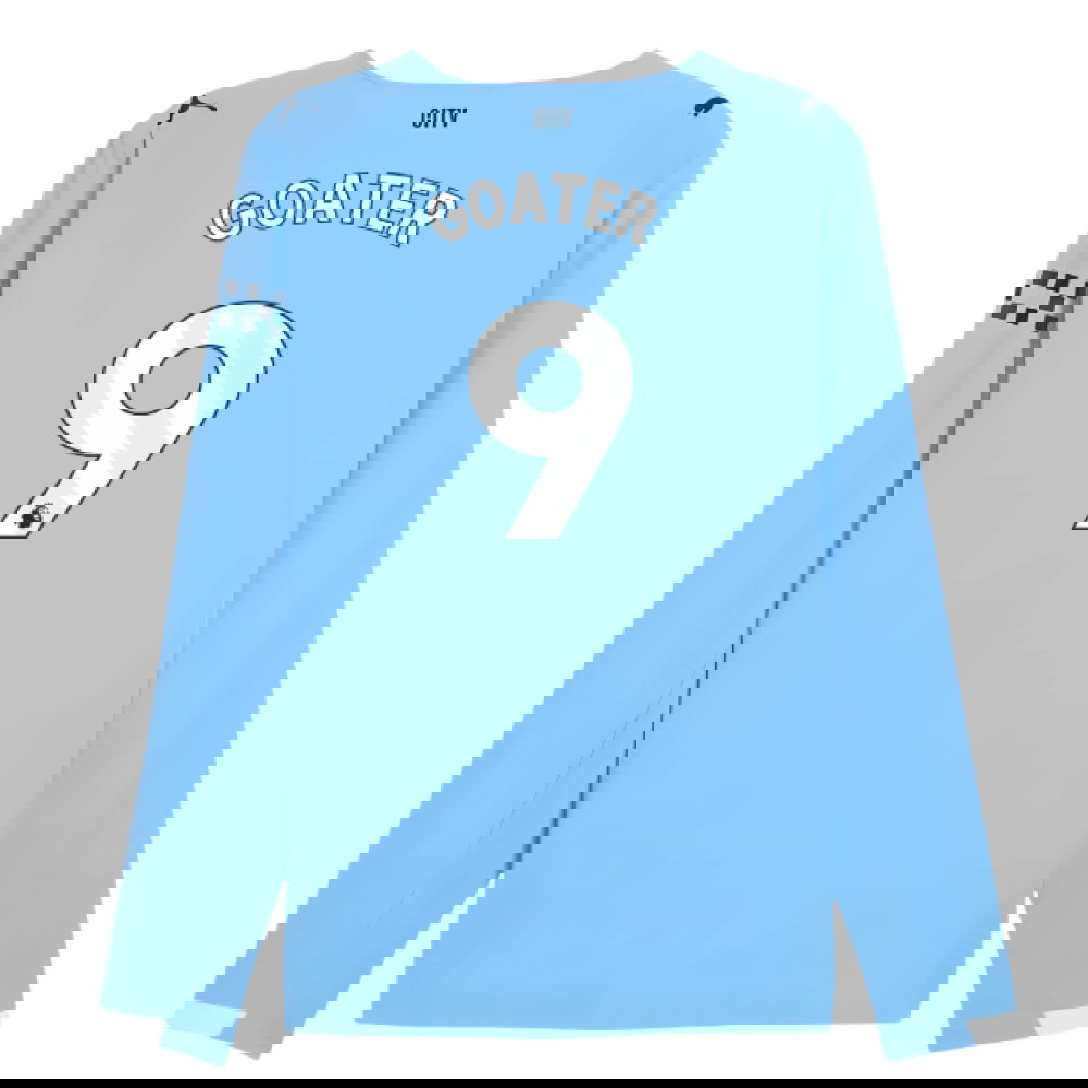 2025-2026 Man City Authentic Long Sleeve Home Shirt (Goater 9)