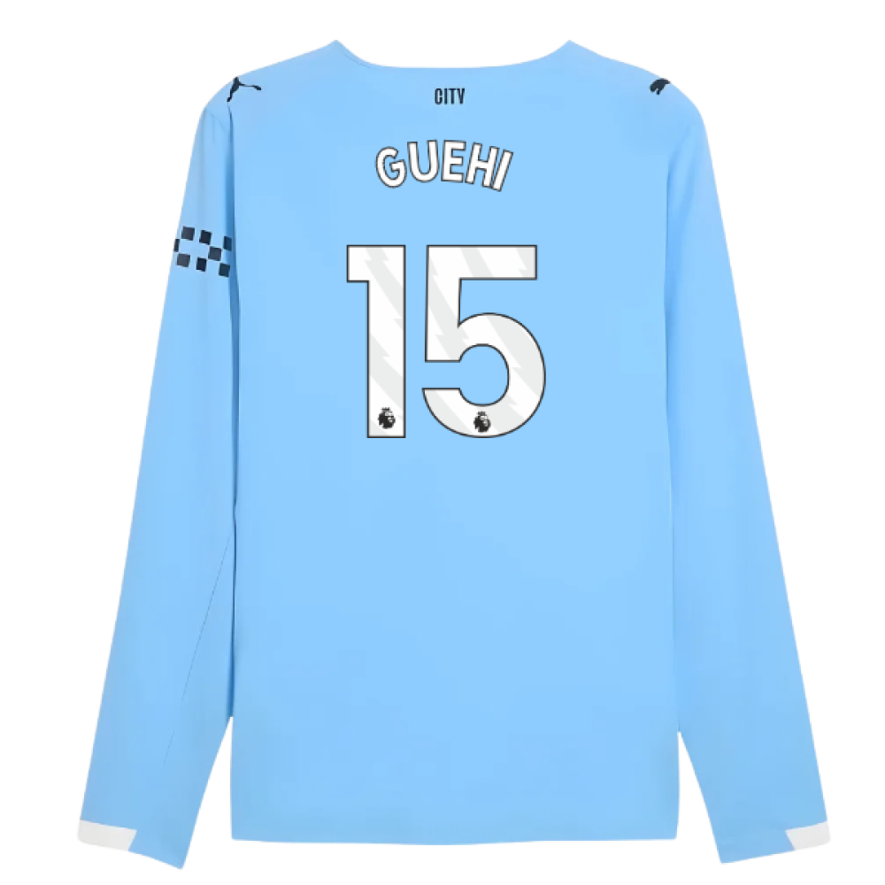 2025-2026 Man City Authentic Long Sleeve Home Shirt (Guehi 15)
