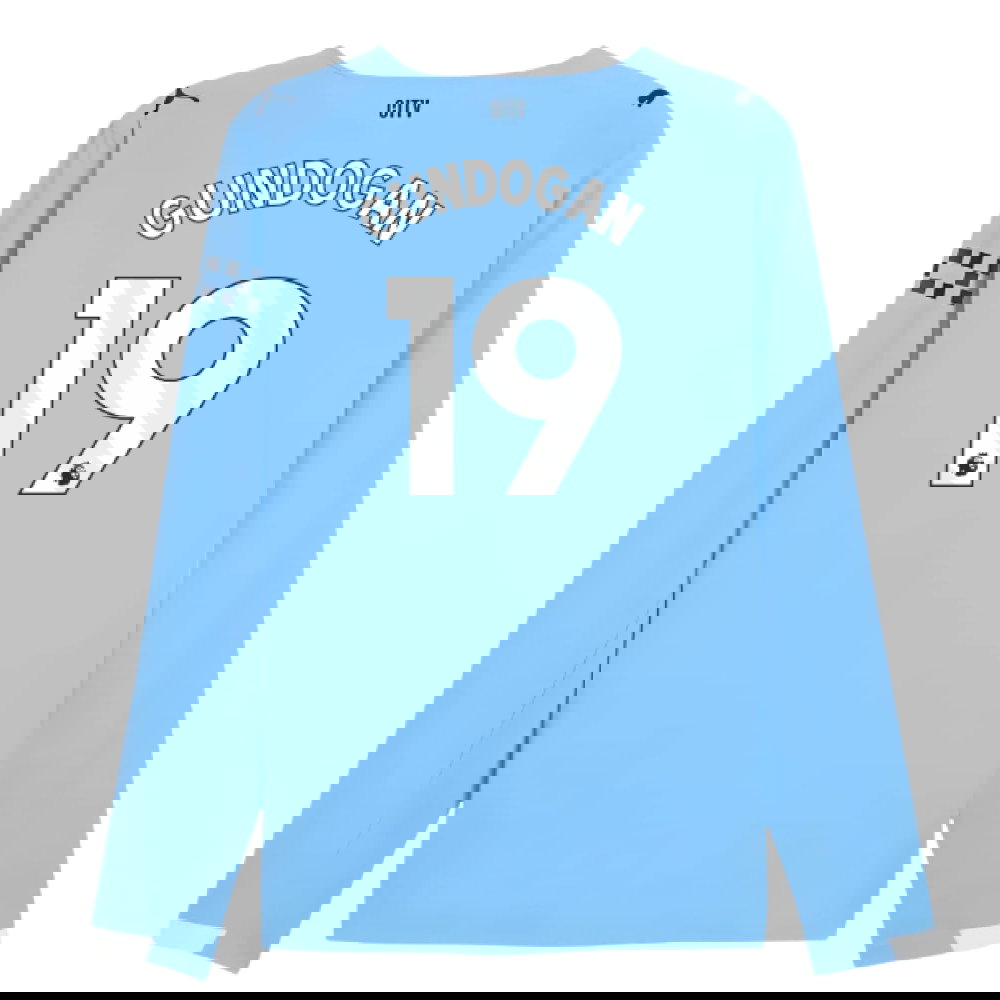 2025-2026 Man City Authentic Long Sleeve Home Shirt (Gundogan 19)