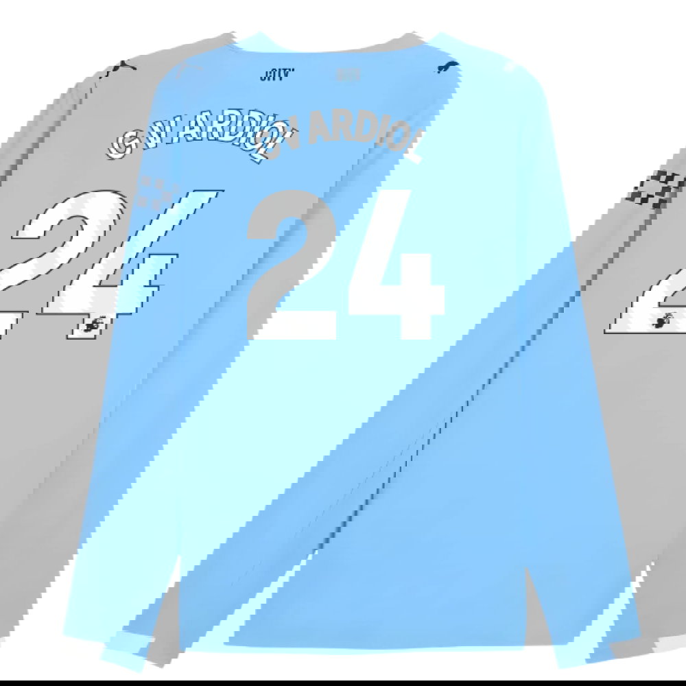 2025-2026 Man City Authentic Long Sleeve Home Shirt (Gvardiol 24)