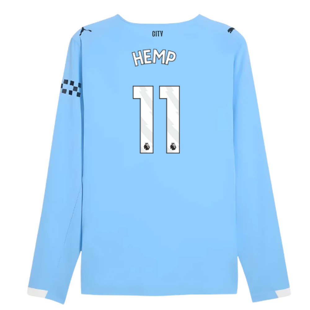 2025-2026 Man City Authentic Long Sleeve Home Shirt (Hemp 11)