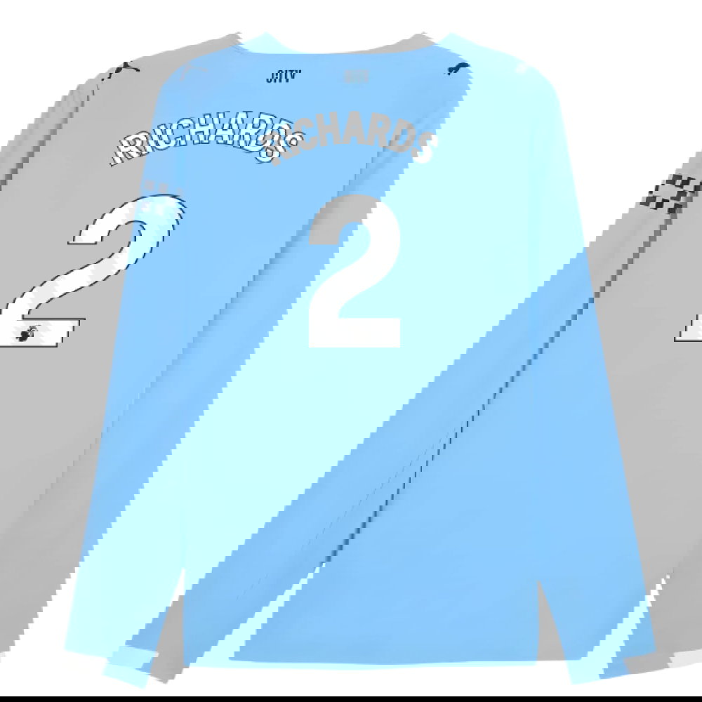 2025-2026 Man City Authentic Long Sleeve Home Shirt (Richards 2)