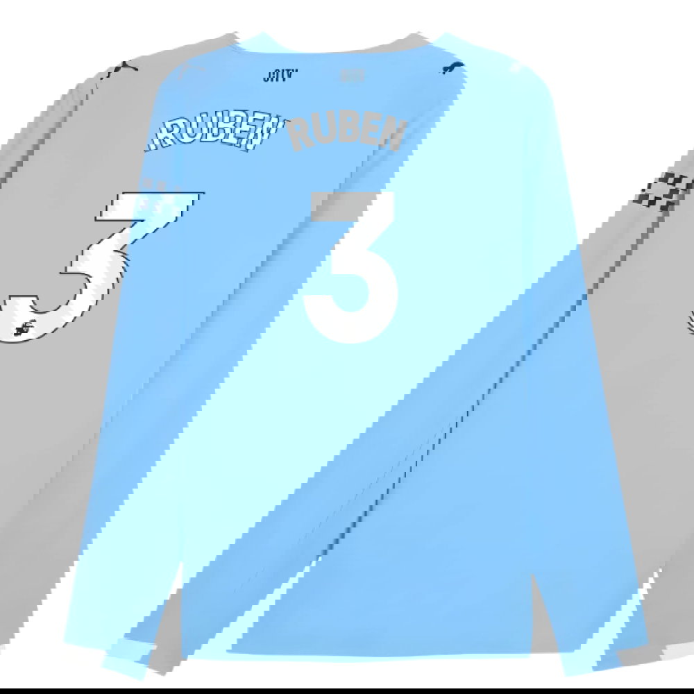 2025-2026 Man City Authentic Long Sleeve Home Shirt (Ruben 3)