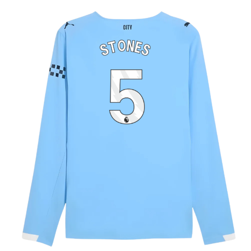 2025-2026 Man City Authentic Long Sleeve Home Shirt (Stones 5)