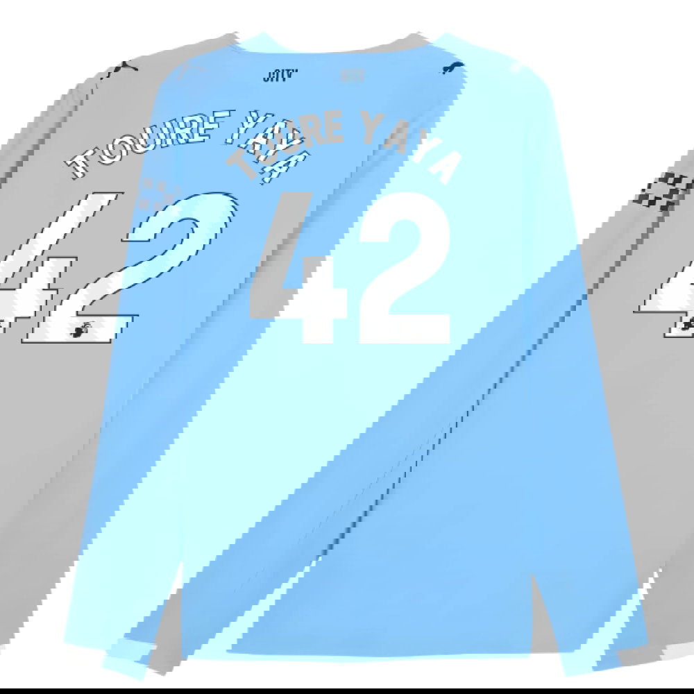 2025-2026 Man City Authentic Long Sleeve Home Shirt (Toure Yaya 42)