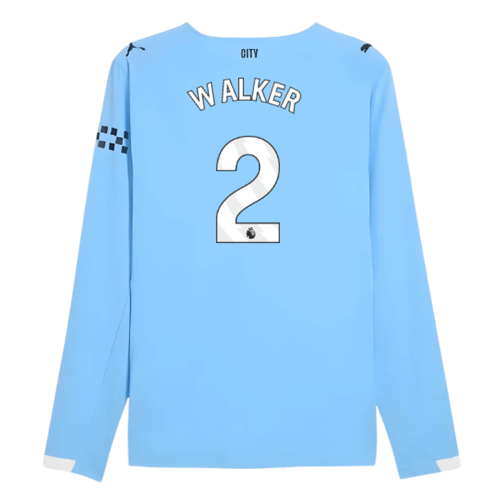 2025-2026 Man City Authentic Long Sleeve Home Shirt (Walker 2)