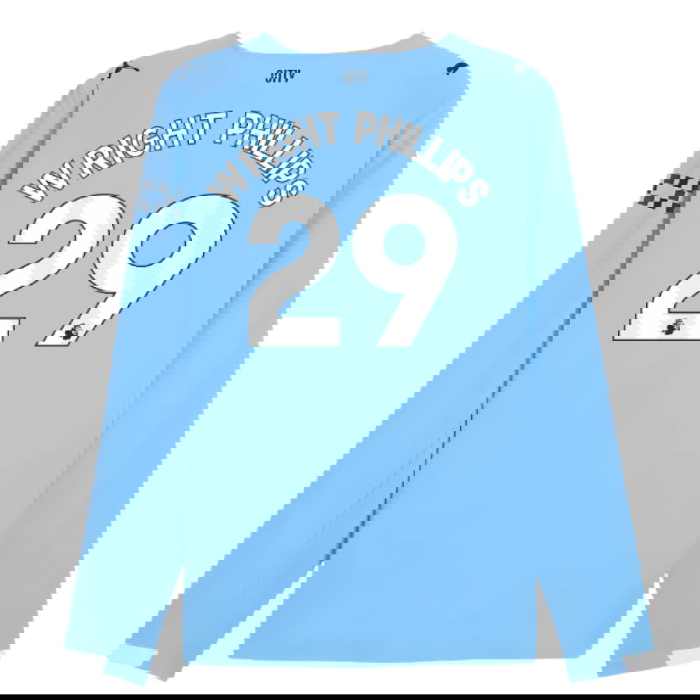 2025-2026 Man City Authentic Long Sleeve Home Shirt (Wright Phillips 29)