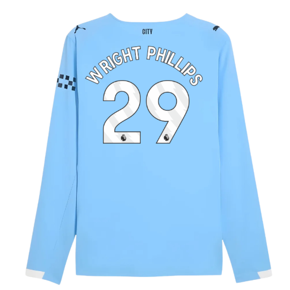 2025-2026 Man City Authentic Long Sleeve Home Shirt (Wright Phillips 29)