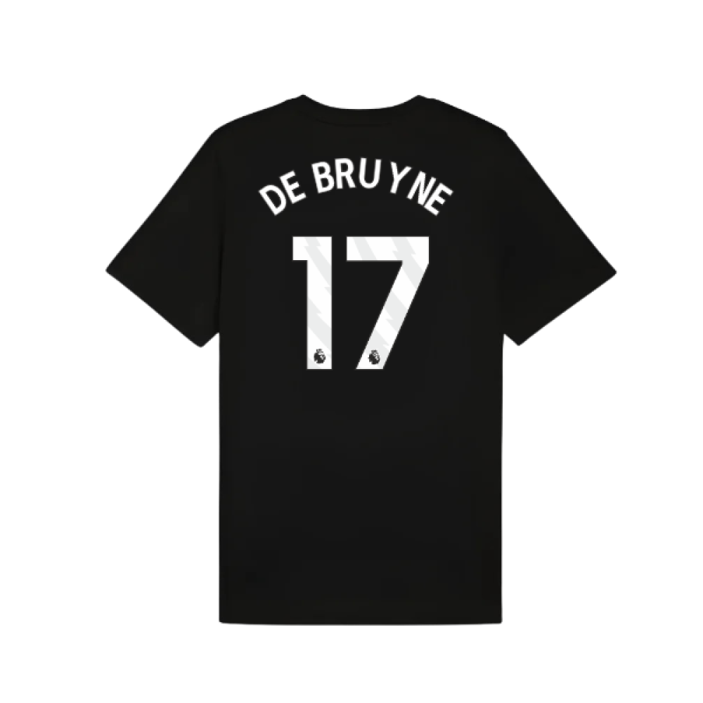 2025-2026 Man City FtblESS Tee (Black) (De Bruyne 17)