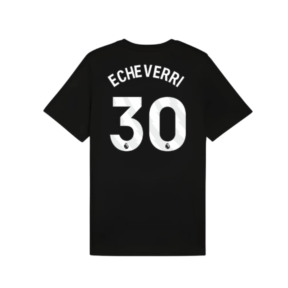 2025-2026 Man City FtblESS Tee (Black) (Echeverri 30)
