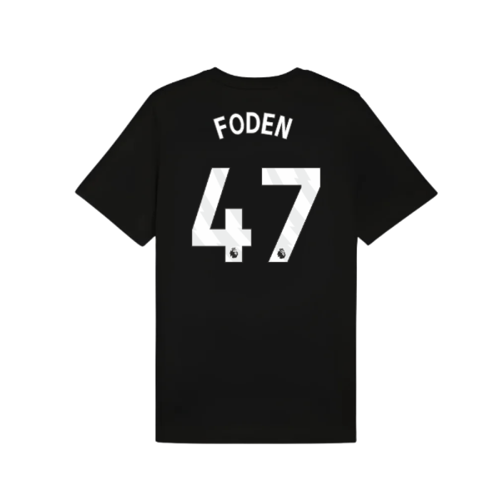 2025-2026 Man City FtblESS Tee (Black) (Foden 47)
