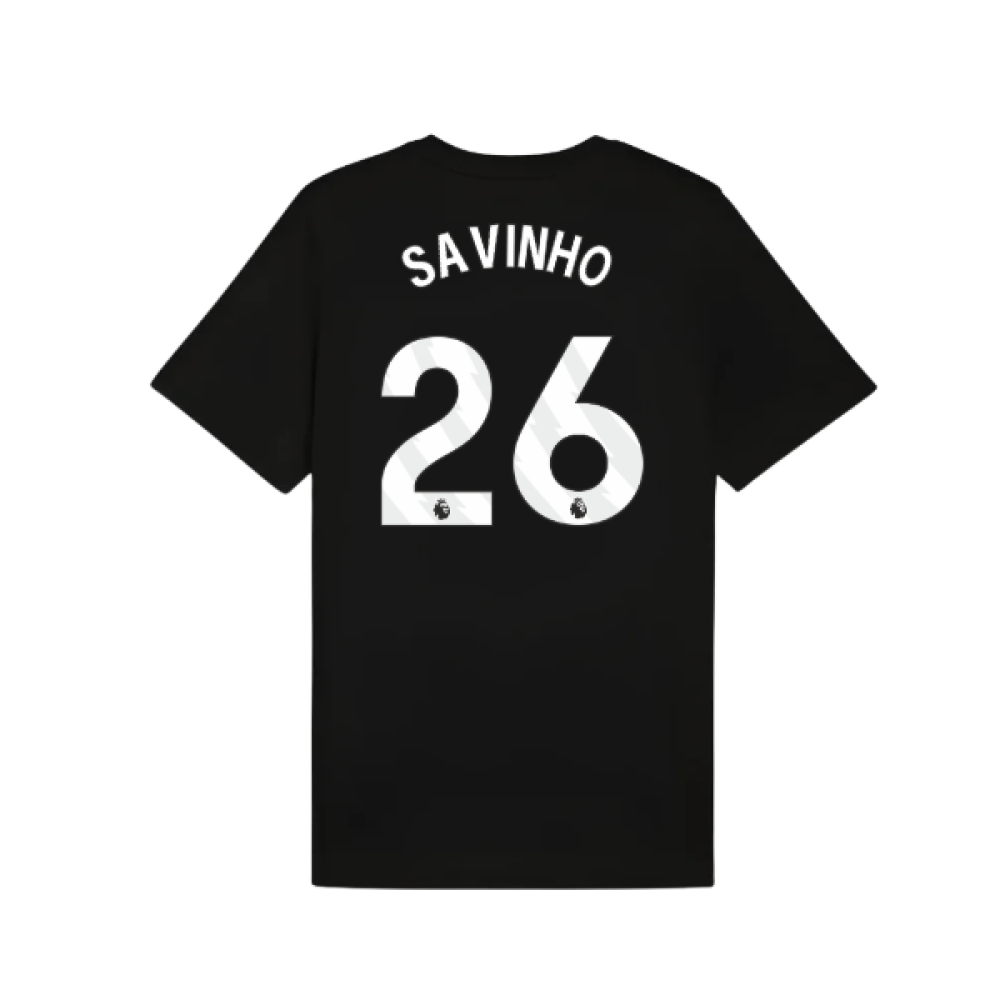 2025-2026 Man City FtblESS Tee (Black) (Savinho 26)
