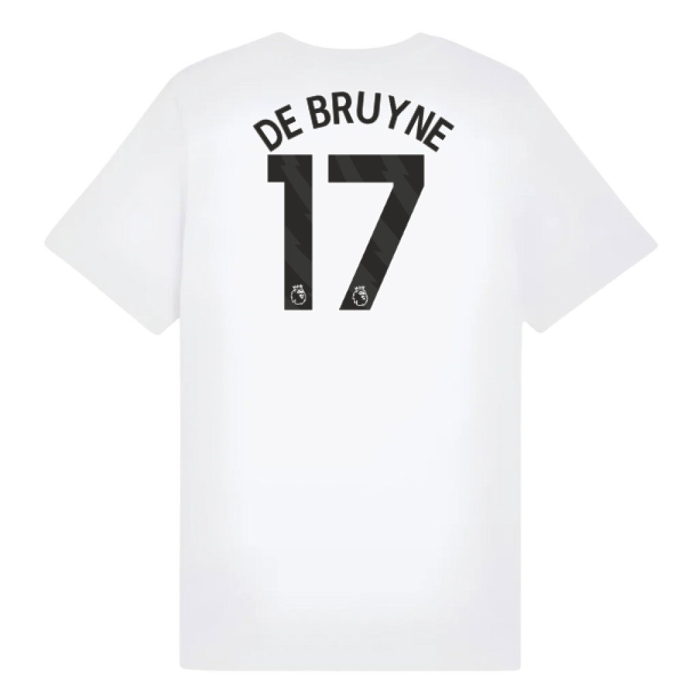 2025-2026 Man City FtblESS Tee (White) - Kids (De Bruyne 17)