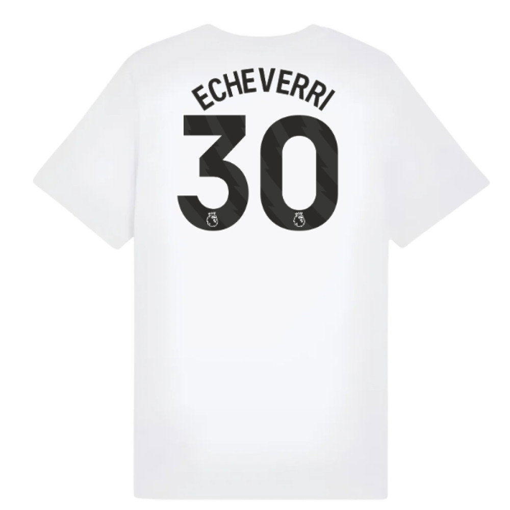 2025-2026 Man City FtblESS Tee (White) - Kids (Echeverri 30)