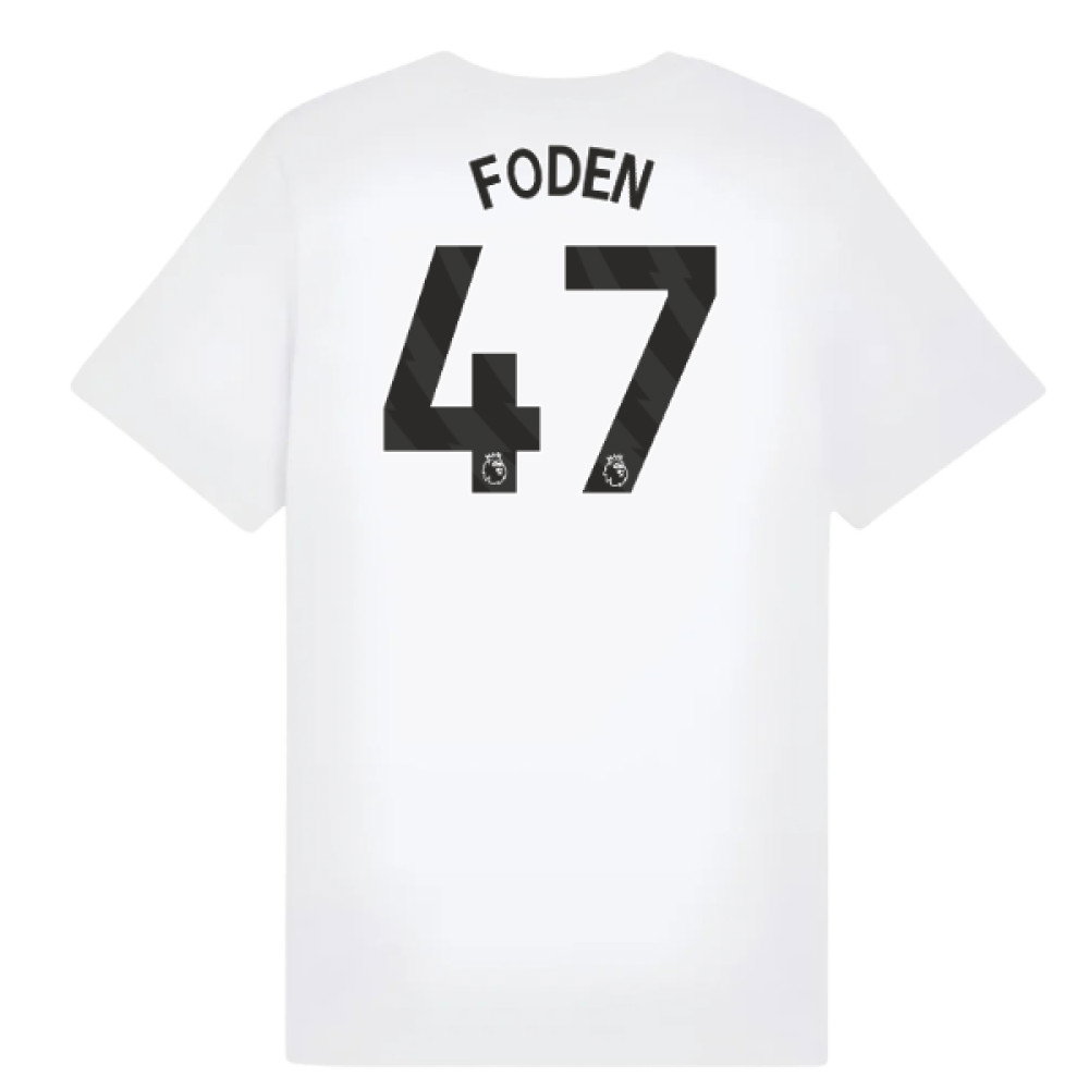 2025-2026 Man City FtblESS Tee (White) - Kids (Foden 47)