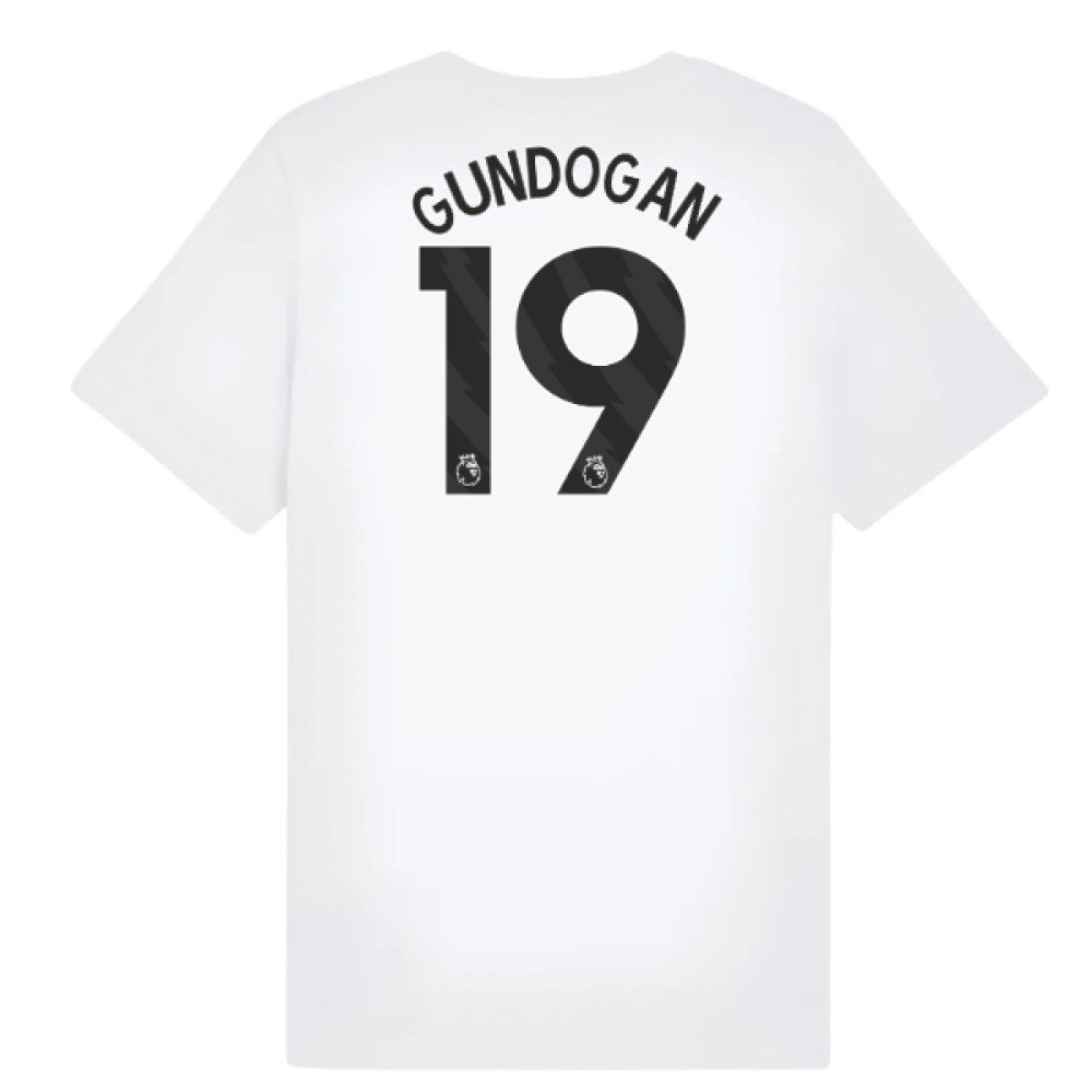 2025-2026 Man City FtblESS Tee (White) - Kids (Gundogan 19)
