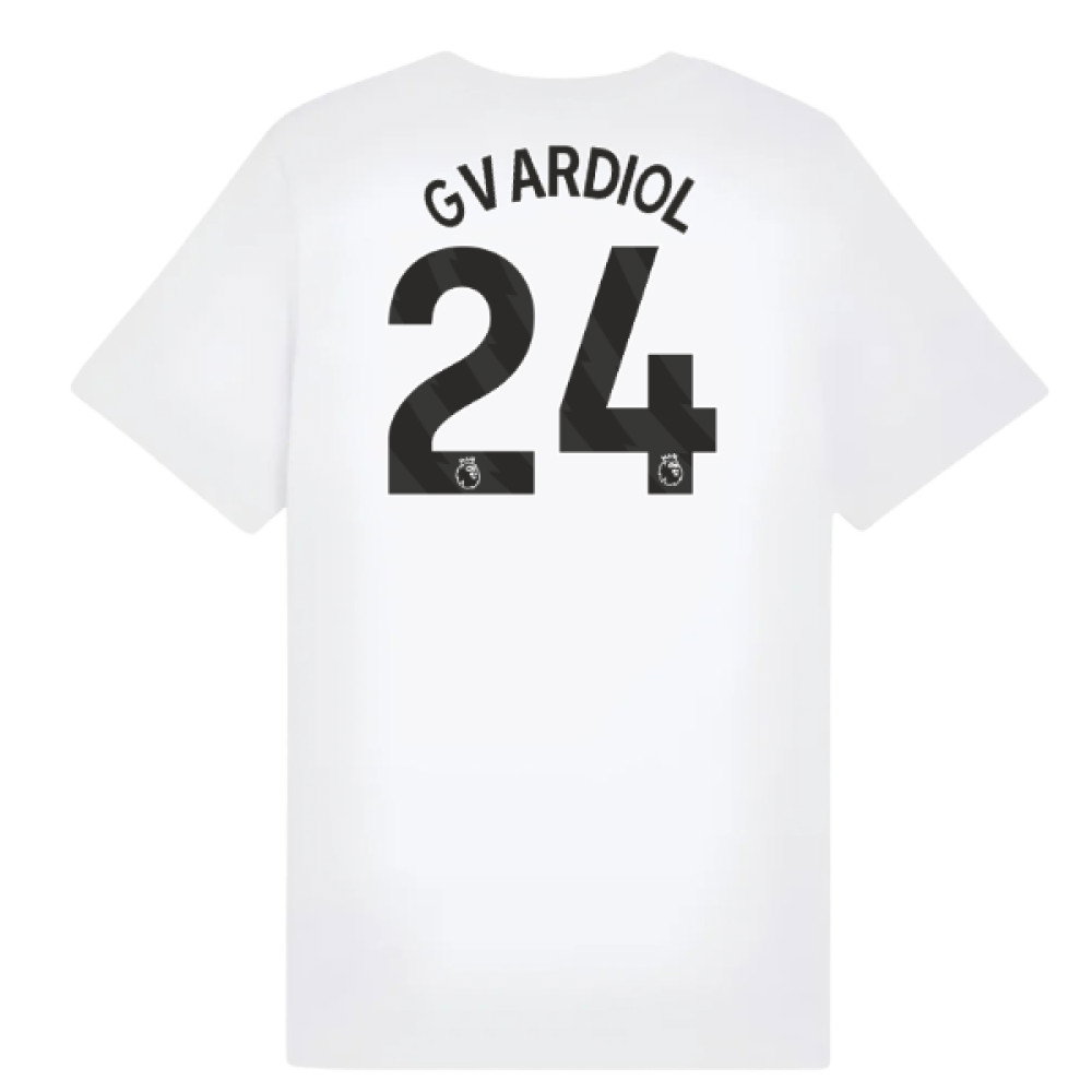 2025-2026 Man City FtblESS Tee (White) - Kids (Gvardiol 24)