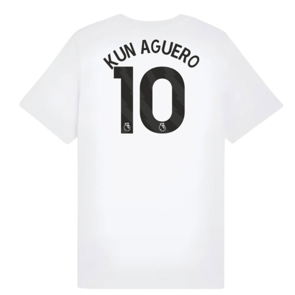 2025-2026 Man City FtblESS Tee (White) - Kids (Kun Aguero 10)