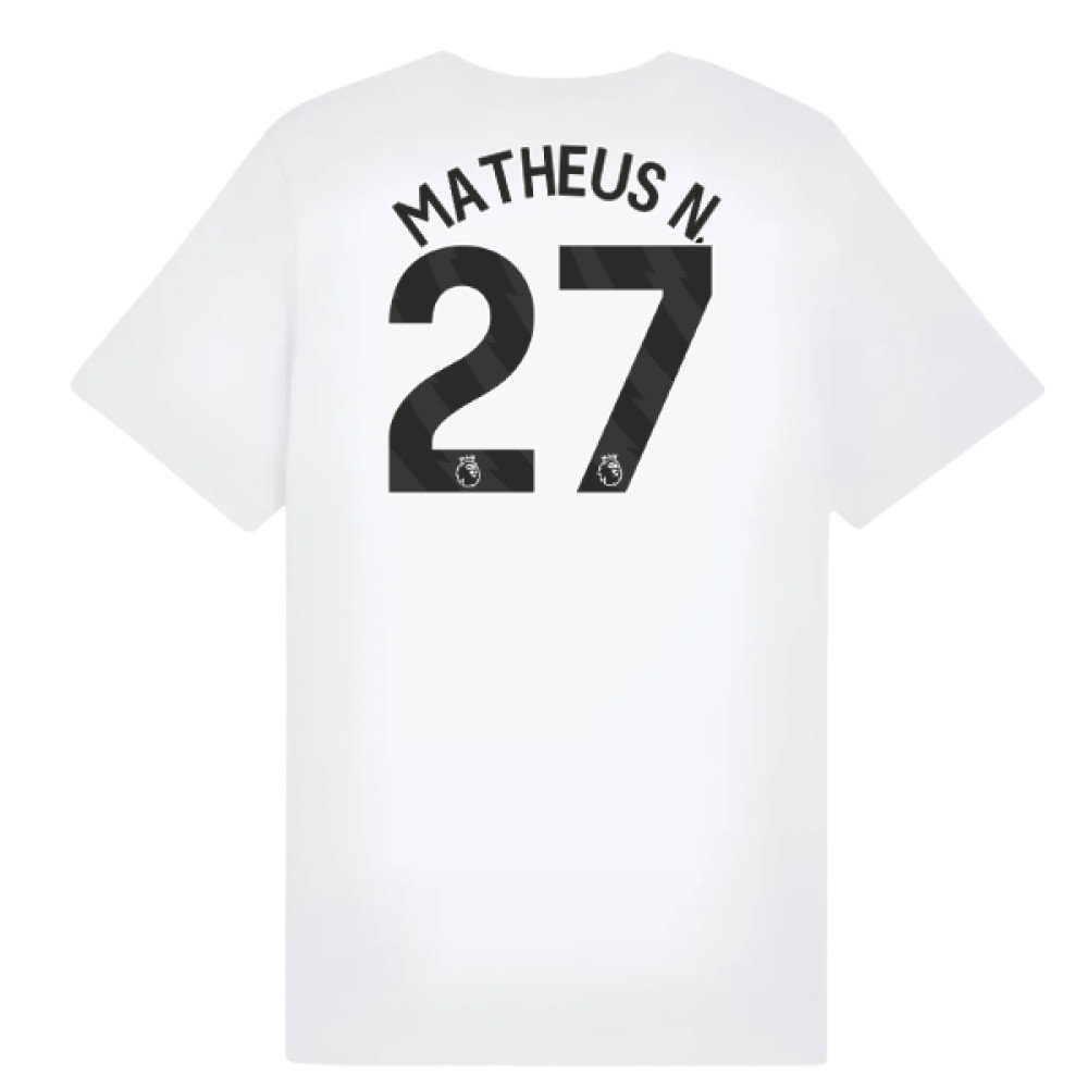 2025-2026 Man City FtblESS Tee (White) - Kids (Matheus N. 27)