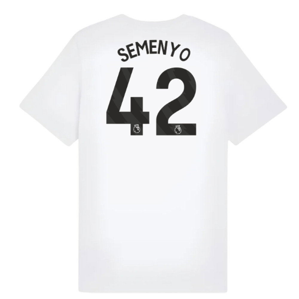 2025-2026 Man City FtblESS Tee (White) - Kids (Semenyo 42)
