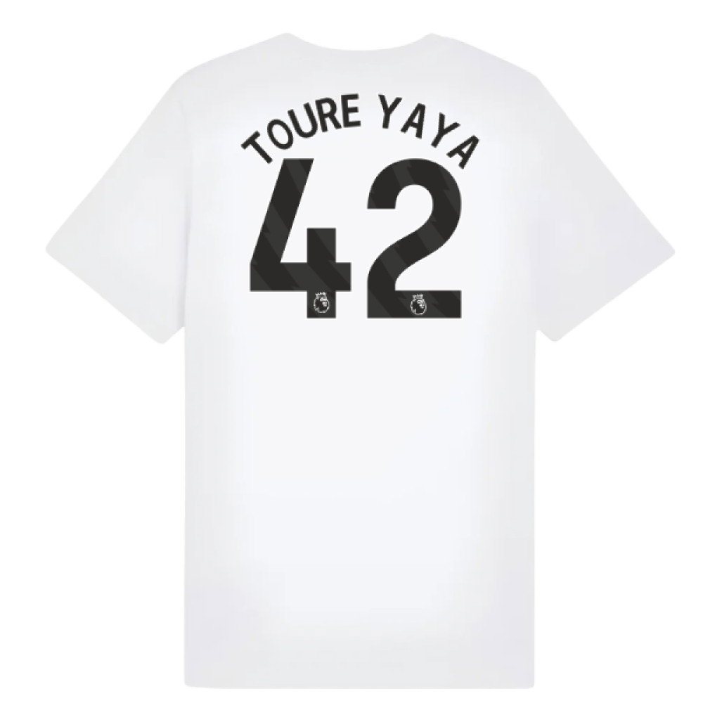 2025-2026 Man City FtblESS Tee (White) - Kids (Toure Yaya 42)