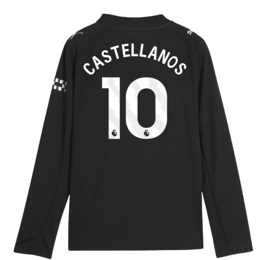 2025-2026 Man City Long Sleeve Away Shirt (Kids) (Castellanos 10)