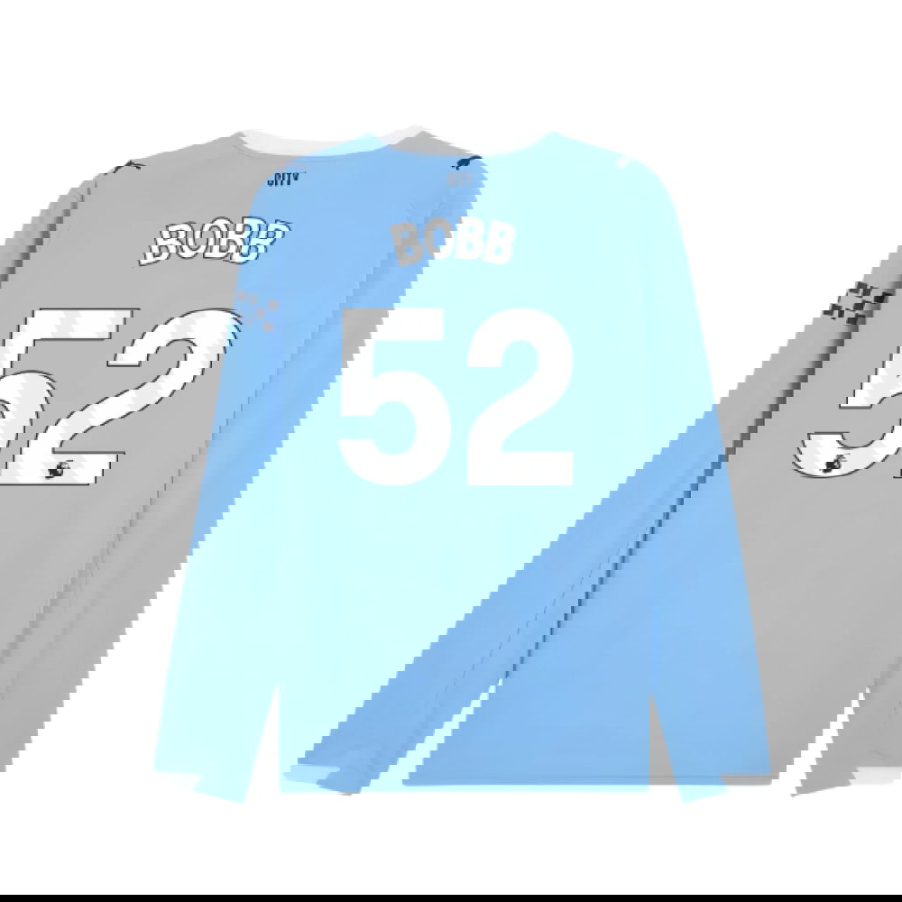 2025-2026 Man City Long Sleeve Home Shirt (Bobb 52)