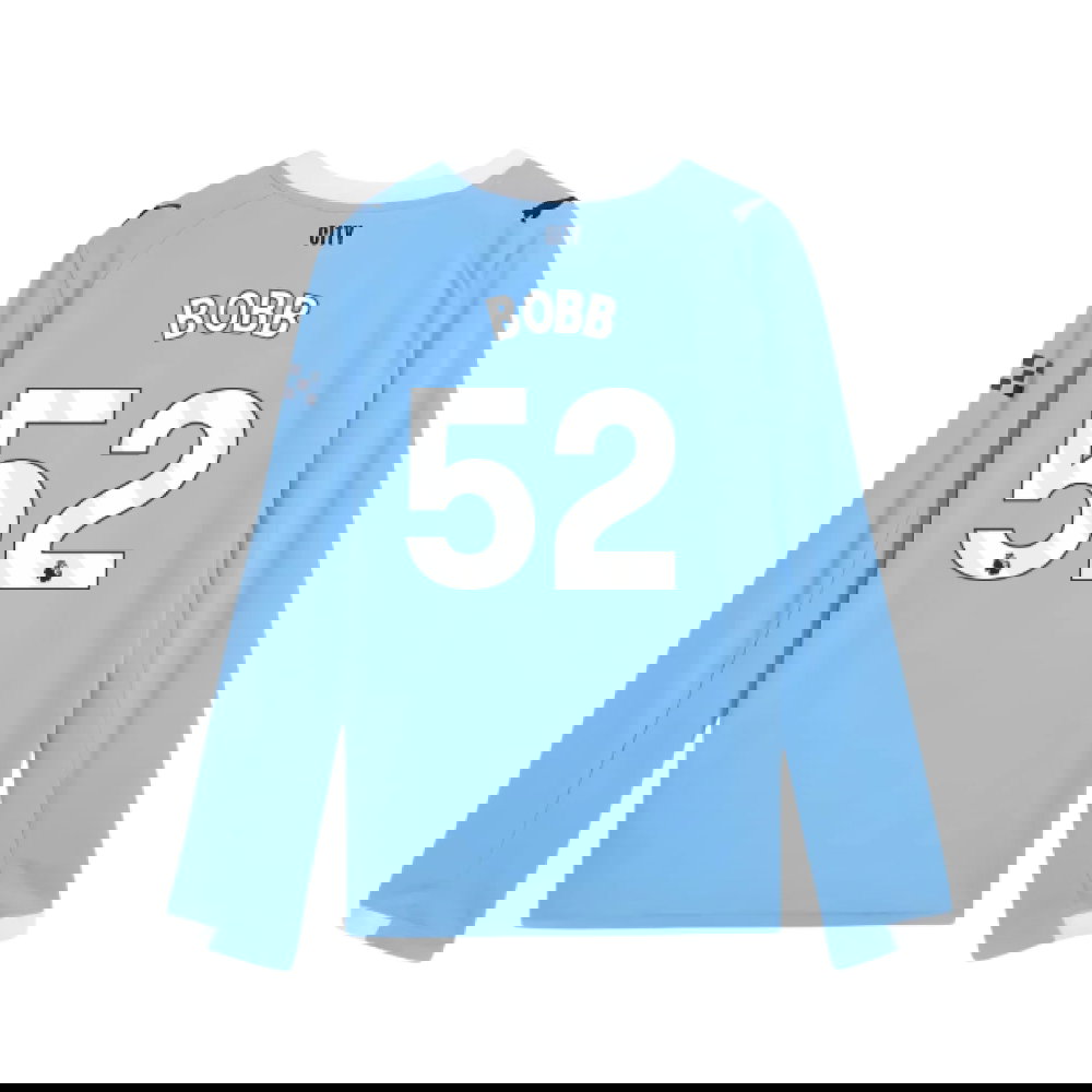 2025-2026 Man City Long Sleeve Home Shirt (Kids) (Bobb 52)