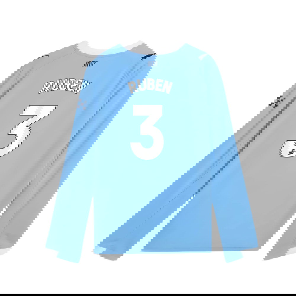 2025-2026 Man City Long Sleeve Home Shirt (Kids) (Ruben 3)