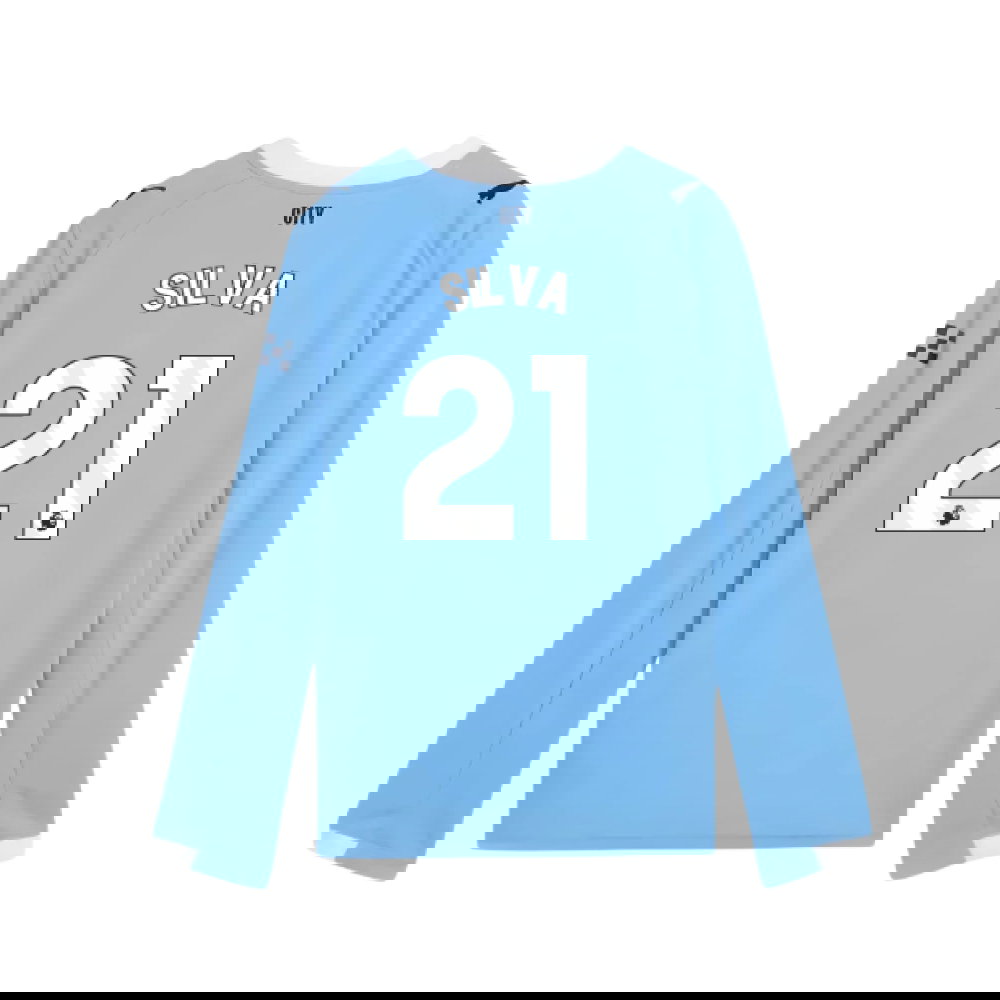 2025-2026 Man City Long Sleeve Home Shirt (Kids) (Silva 21)