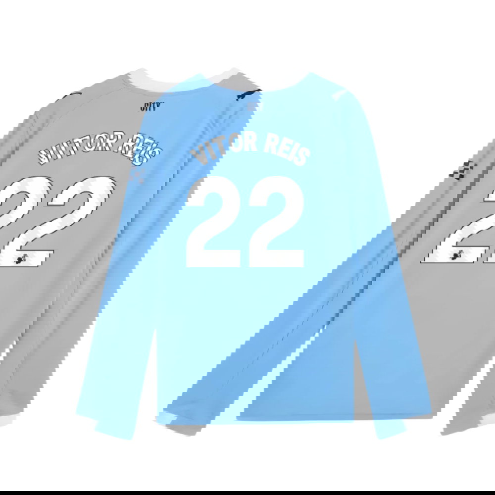 2025-2026 Man City Long Sleeve Home Shirt (Kids) (Vitor Reis 22)