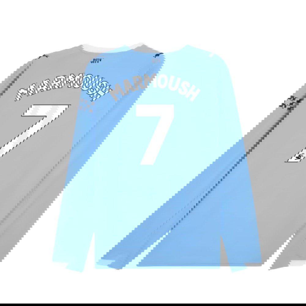 2025-2026 Man City Long Sleeve Home Shirt (Marmoush 7)