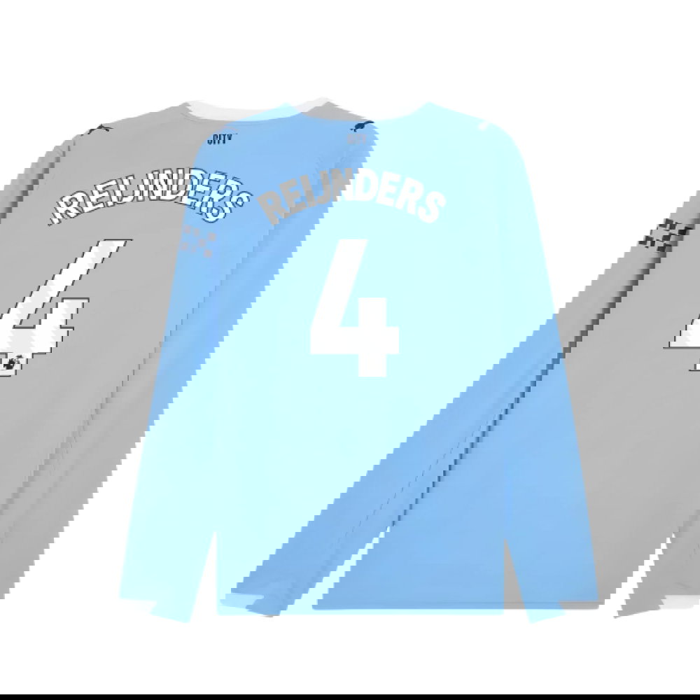 2025-2026 Man City Long Sleeve Home Shirt (Reijnders 4)