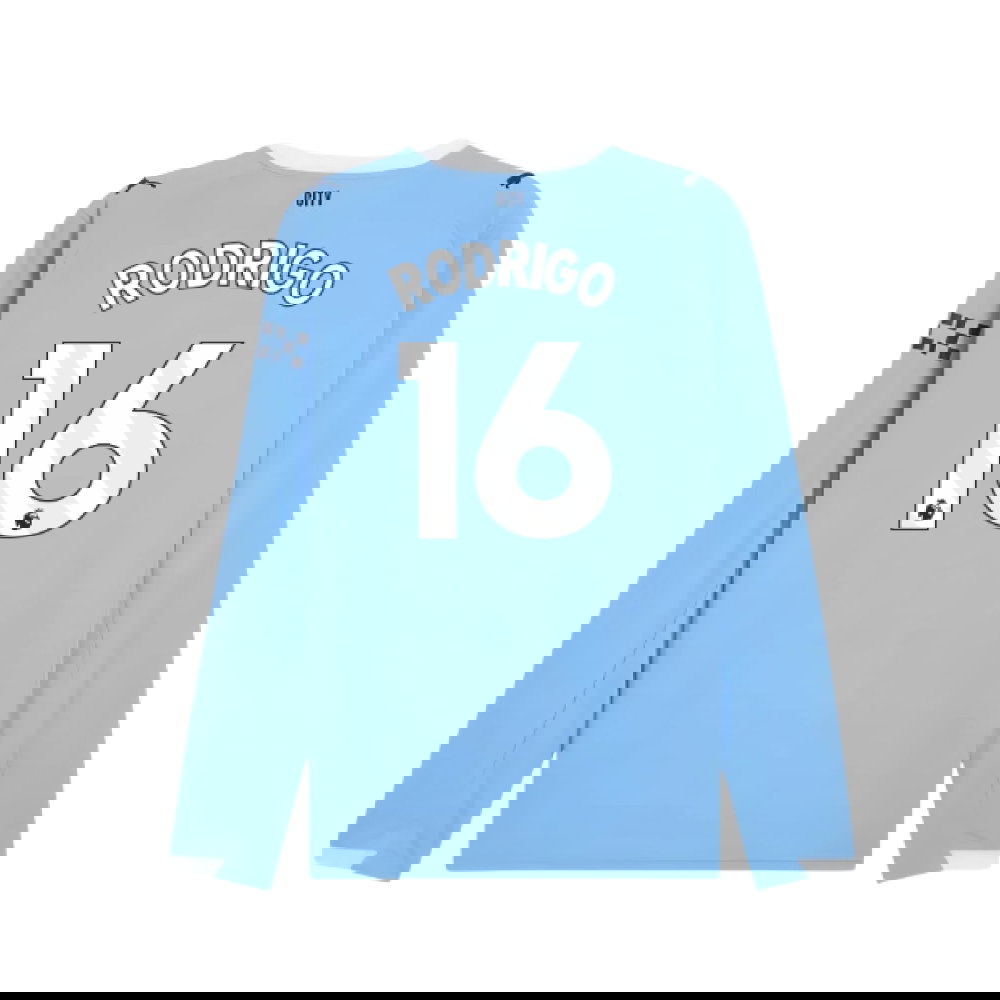 2025-2026 Man City Long Sleeve Home Shirt (Rodrigo 16)
