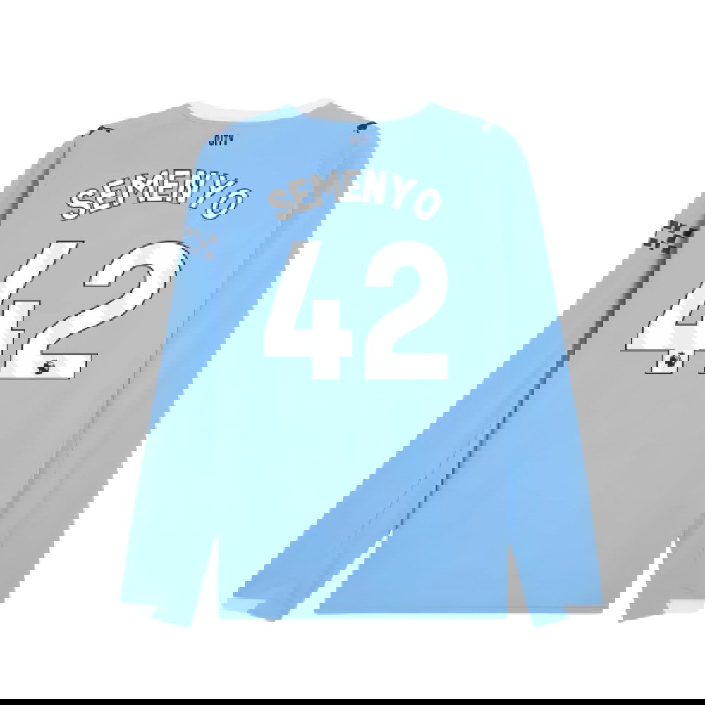 2025-2026 Man City Long Sleeve Home Shirt (Semenyo 42)