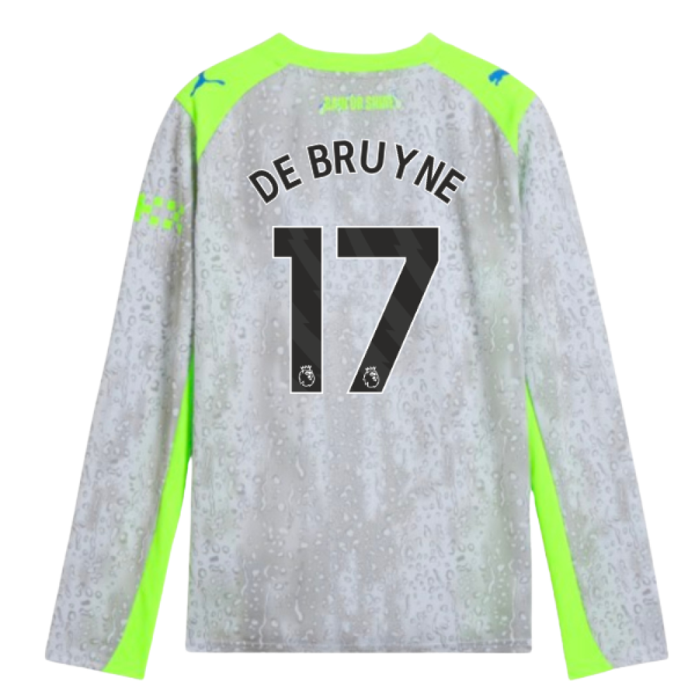 2025-2026 Man City Long Sleeve Third Shirt (Kids) (De Bruyne 17)