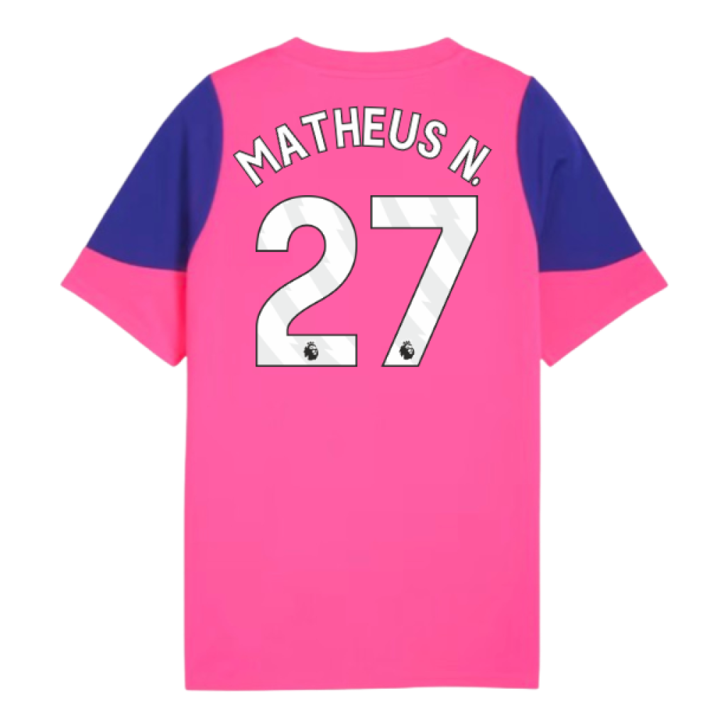 2025-2026 Man City Training Jersey (Fluro Pink) - Kids (Matheus N. 27)