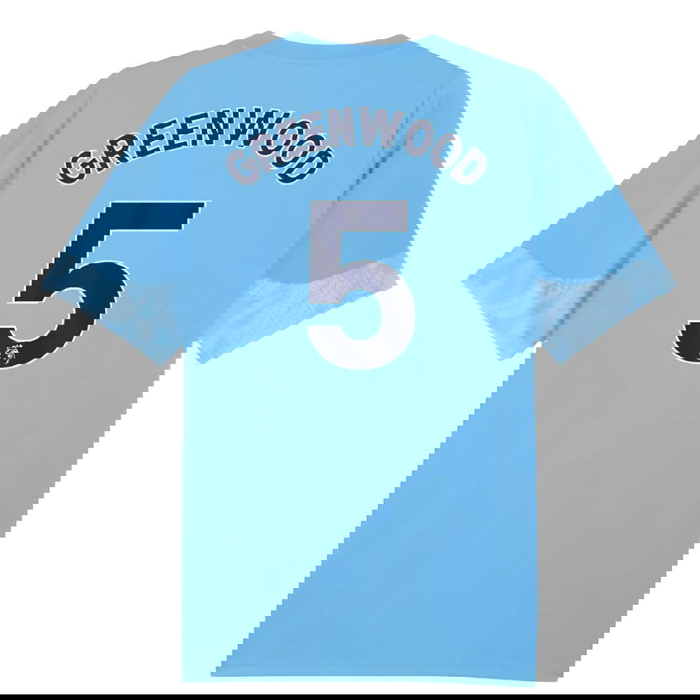 2025-2026 Man City Training Jersey (Light Blue) - Kids (Greenwood 5)
