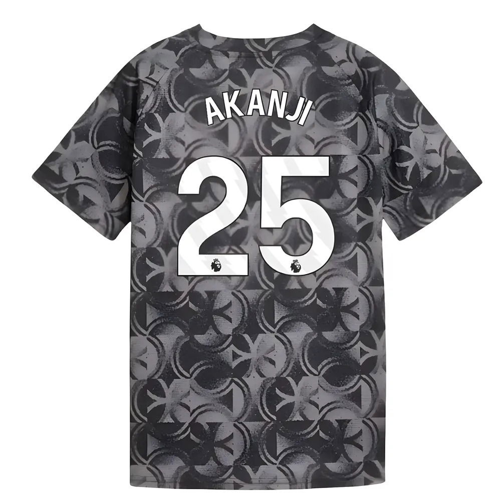 2025-2026 Man City Warm Up Jersey (Black) - Kids (Akanji 25)