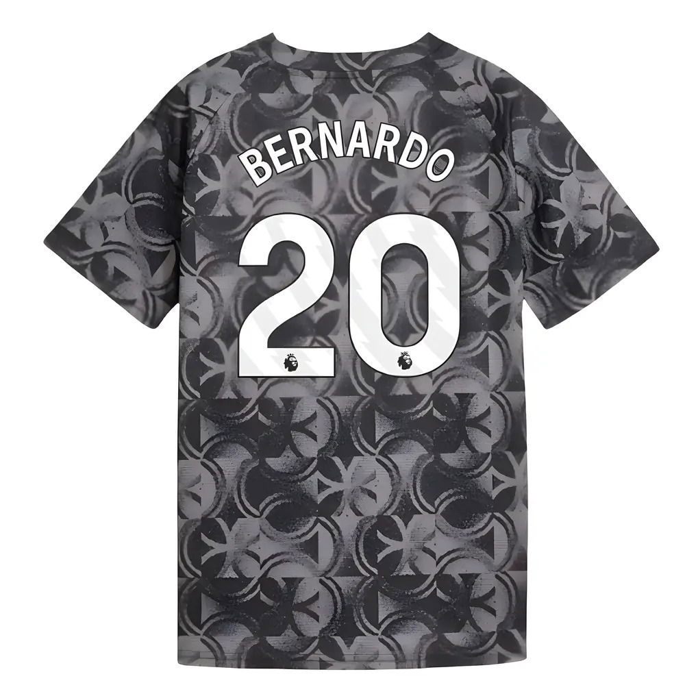2025-2026 Man City Warm Up Jersey (Black) - Kids (Bernardo 20)
