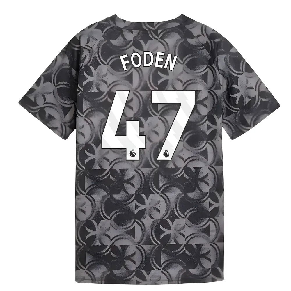 2025-2026 Man City Warm Up Jersey (Black) - Kids (Foden 47)