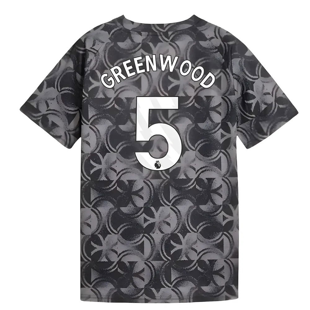 2025-2026 Man City Warm Up Jersey (Black) - Kids (Greenwood 5)