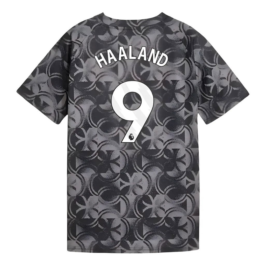 2025-2026 Man City Warm Up Jersey (Black) - Kids (Haaland 9)