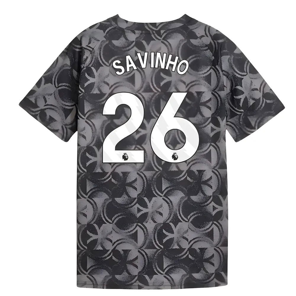 2025-2026 Man City Warm Up Jersey (Black) - Kids (Savinho 26)