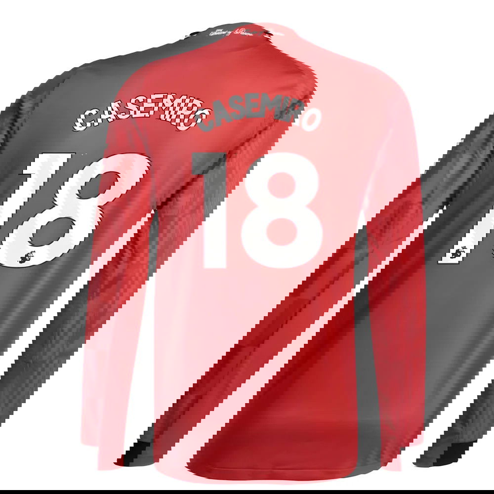 2025-2026 Man Utd Authentic Long Sleeve Home Shirt (Casemiro 18)